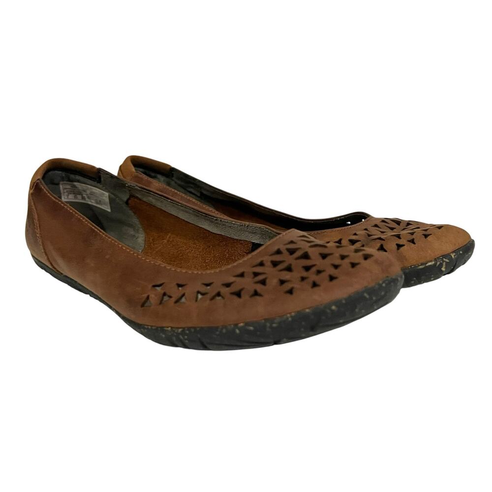 Merrell Women's Size 8 Mimix Haze Cut Out Brown Leather Ballet Flats Slip On